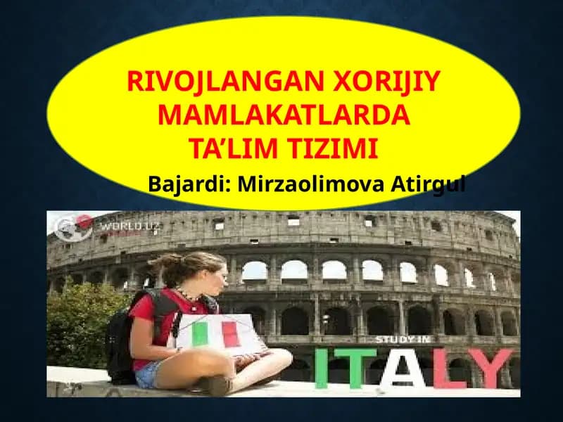 RIVOJLANGANXORIJIY MAMLAKATLARDA TA’LIM TIZIMI