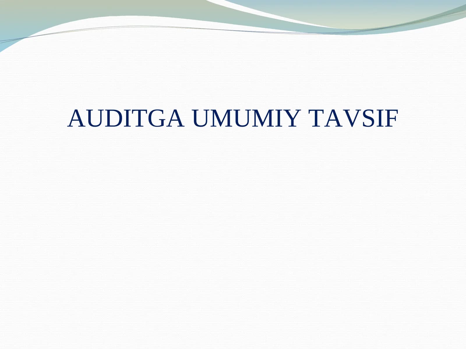AUDITGA UMUMIY TAVSIF