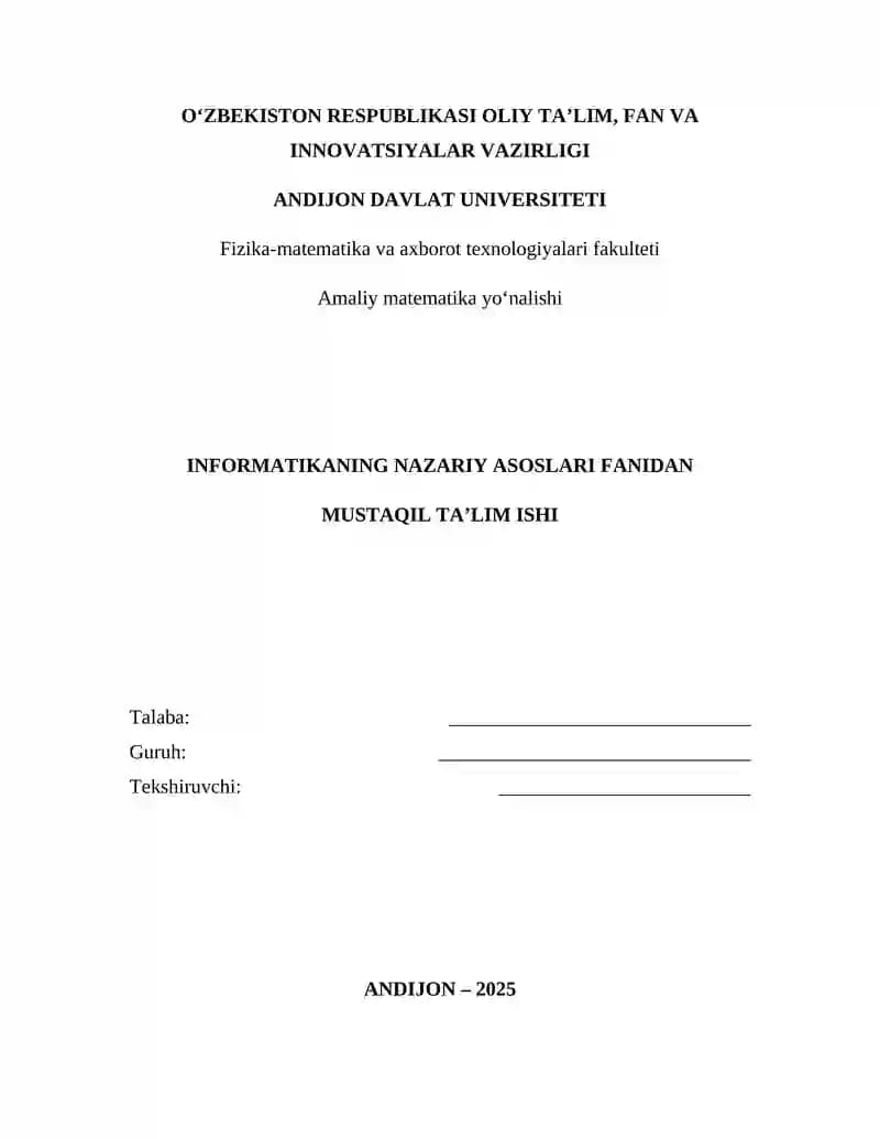 Informatikaning Nazariy Asoslari
