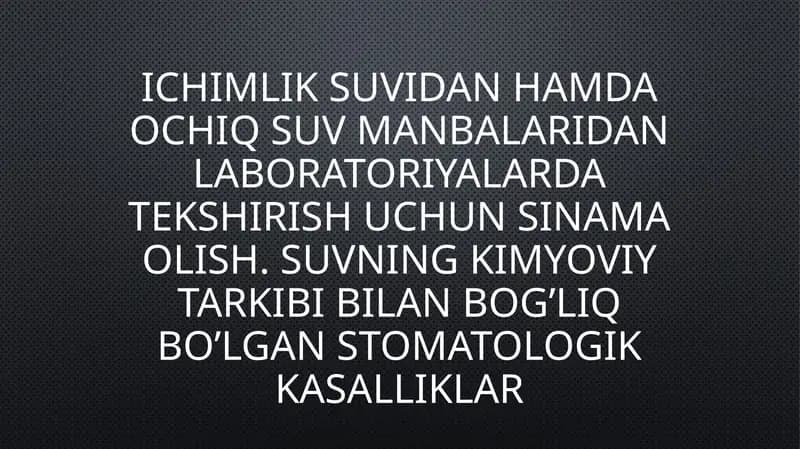Suvni laboratoriyada tekshirish