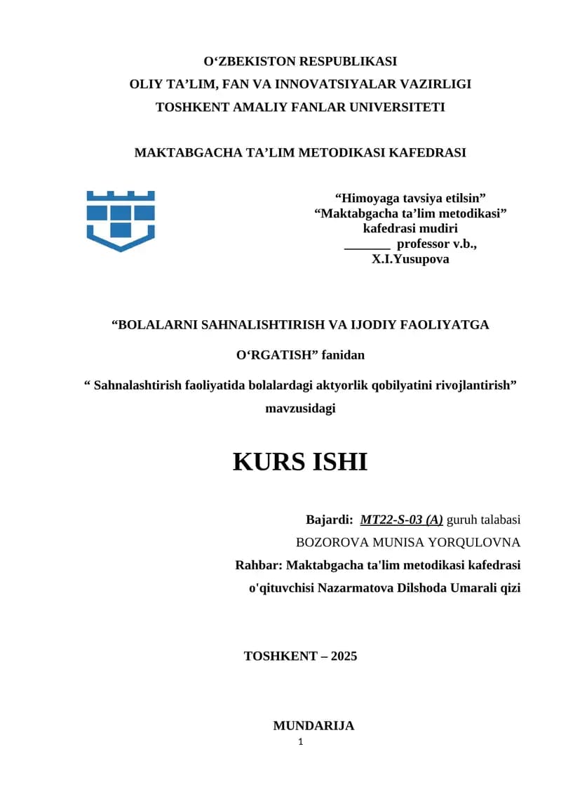 Sahnalashtirish faoliyatida bolalardagi aktyorlik qobilyatini rivojlantirish212.docx