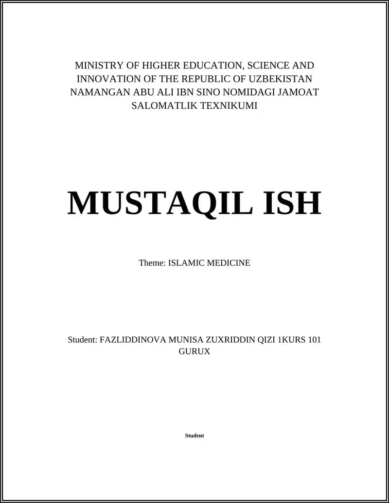 Islamic Medicine Course