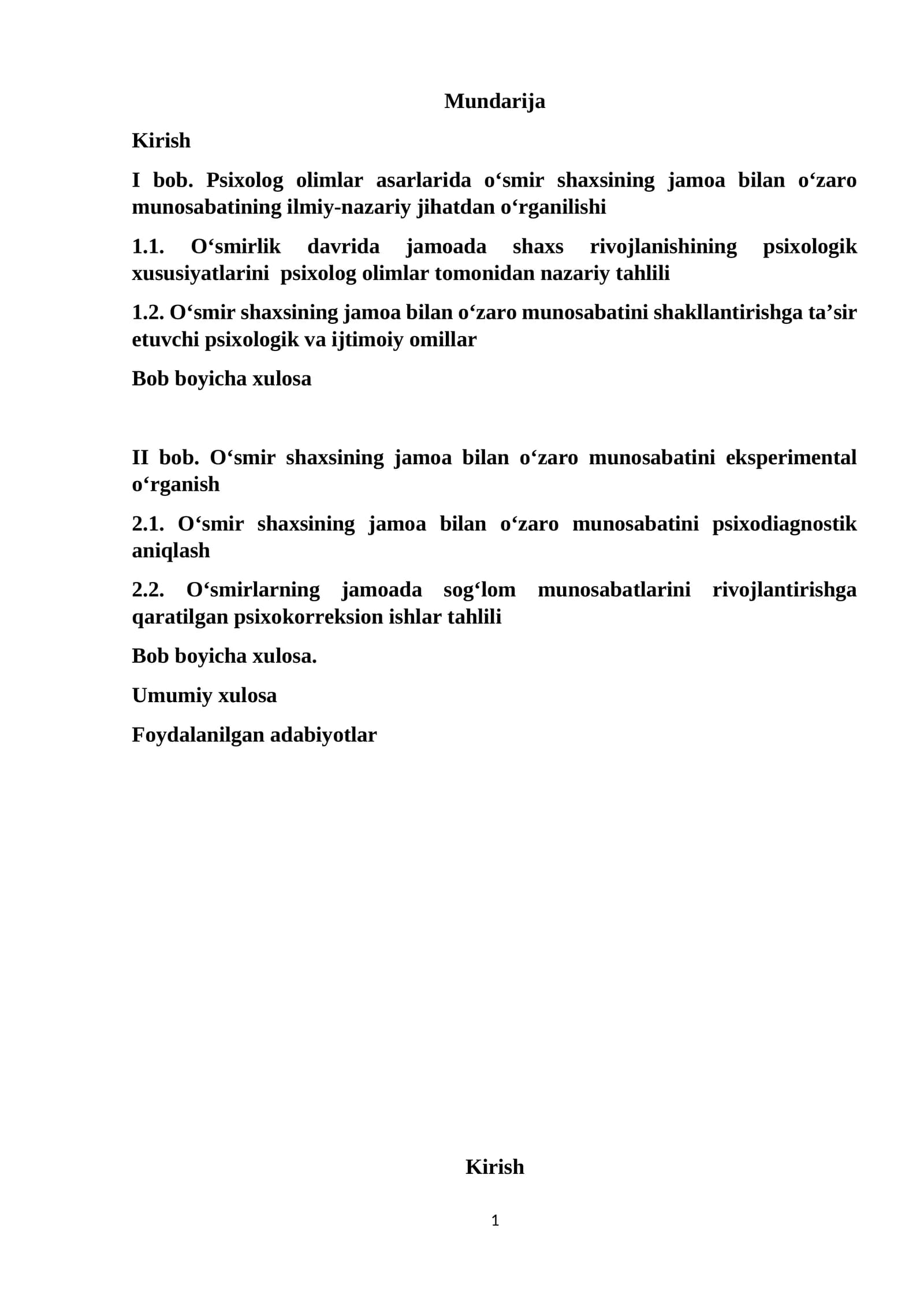 O‘smir shaxsining jamoa bilan o‘zaro munosabatining xususiyatlari