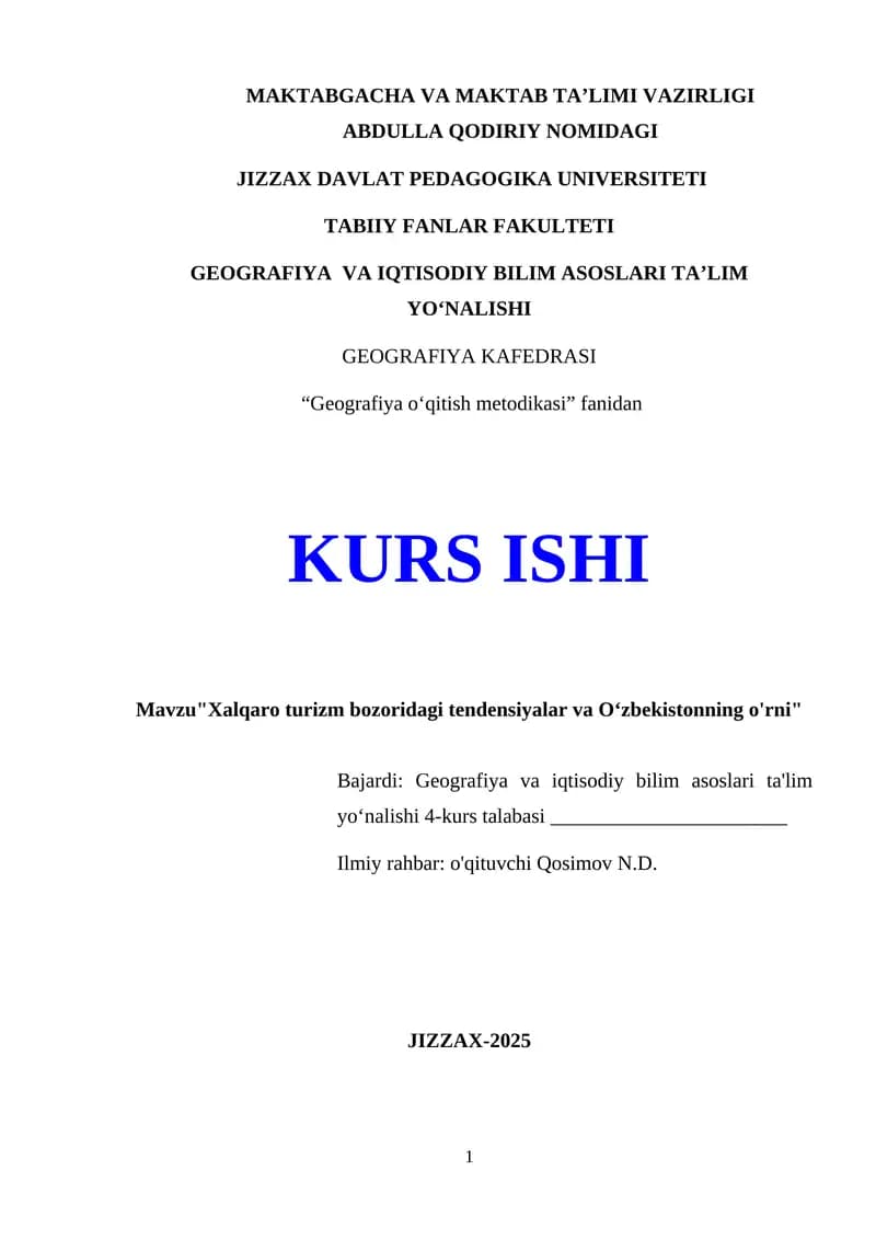 Geografiya o‘qitish metodikasi