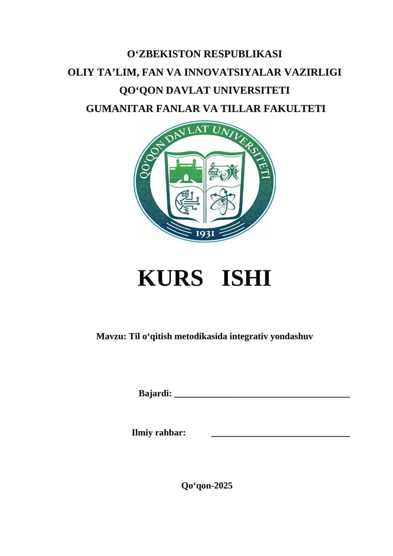 Til o‘qitish metodikasida integrativ yondashuv