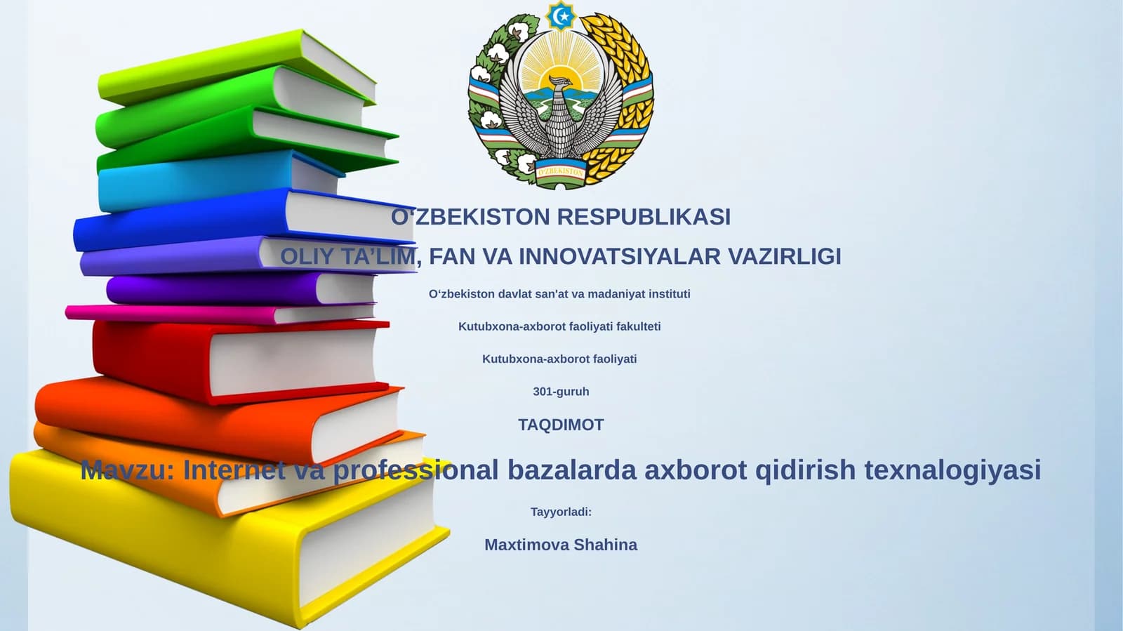 Internet va professional bazalarda axborot qidirish texnalogiyasi