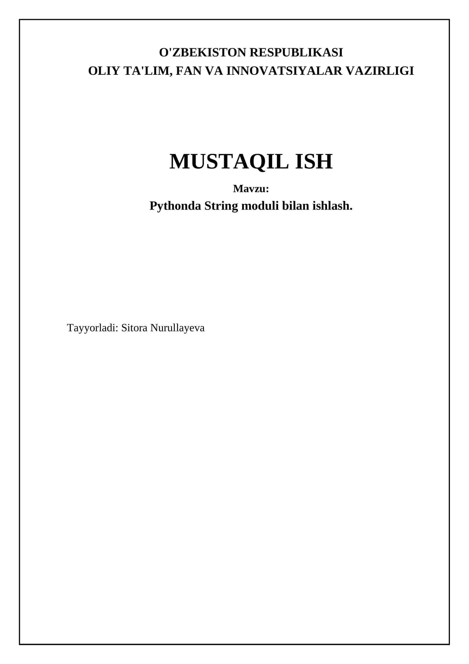 Pythonda String moduli bilan ishlash