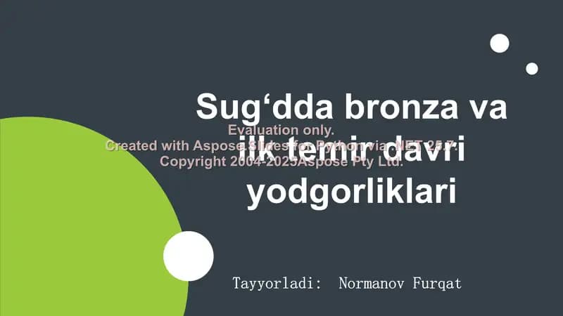 Sug‘dda bronza va ilk temir davri yodgorliklari