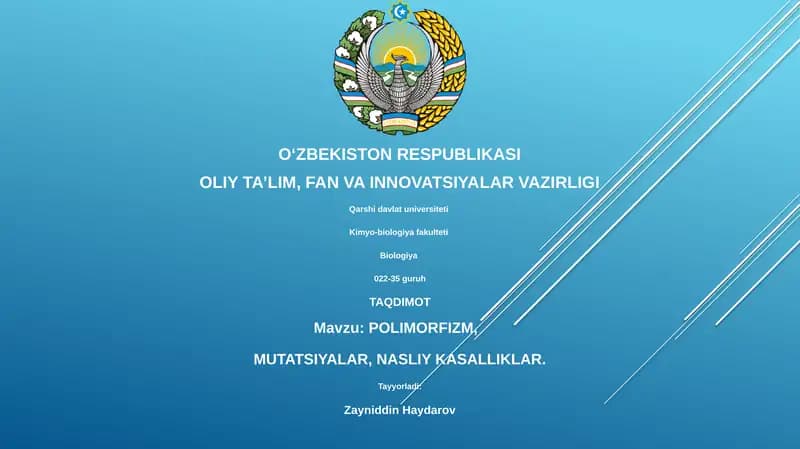 POLIMORFIZM, MUTATSIYALAR, NASLIY KASALLIKLAR