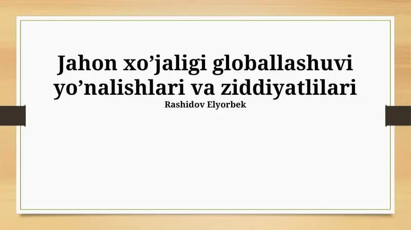 Globalizatsiya va tengsizlik
