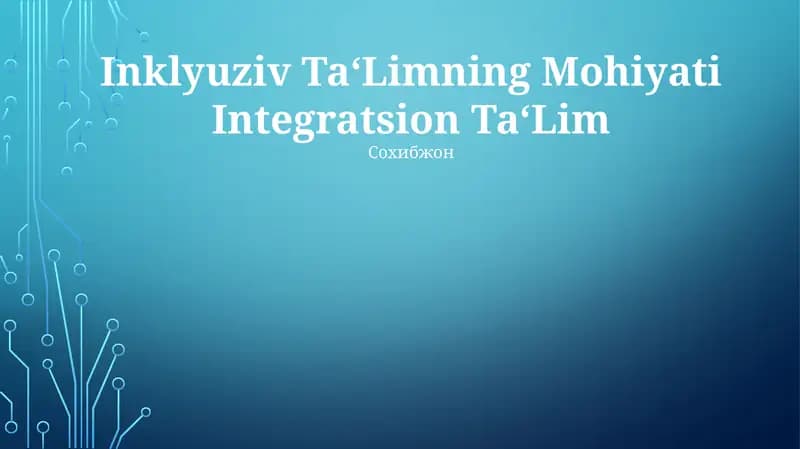 Inklyuziv Ta‘Limning Mohiyati Integratsion Ta‘Lim