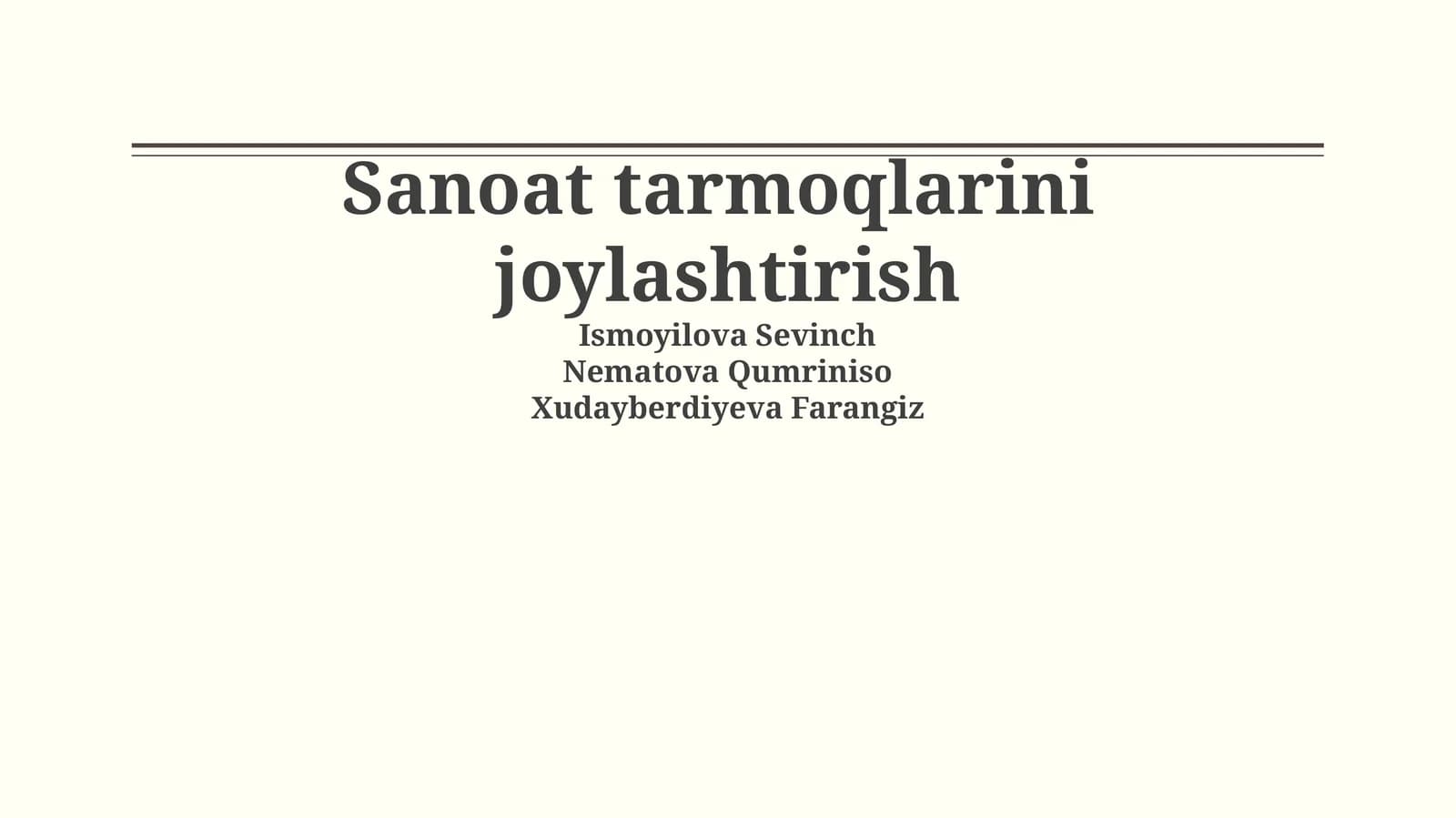 Sanoat tarmoqlarini joylashtirish