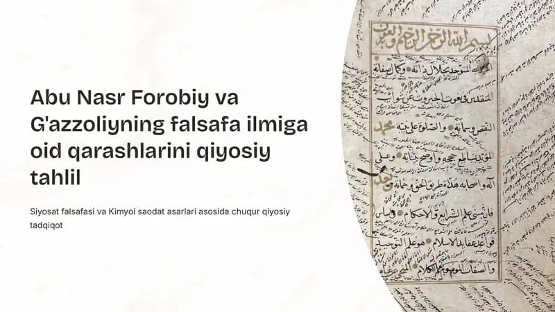 Abu Nasr Forobiy va G'azzoliyning falsafa ilmiga oid qarashlarini qiyosiy tahlil