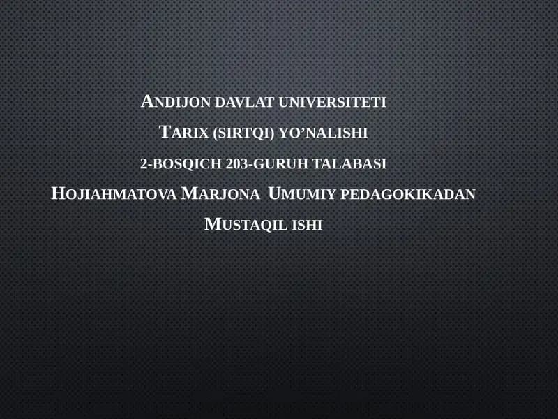 Ta'lim Metodlari va Vositalari: Tahlil Mavzusi