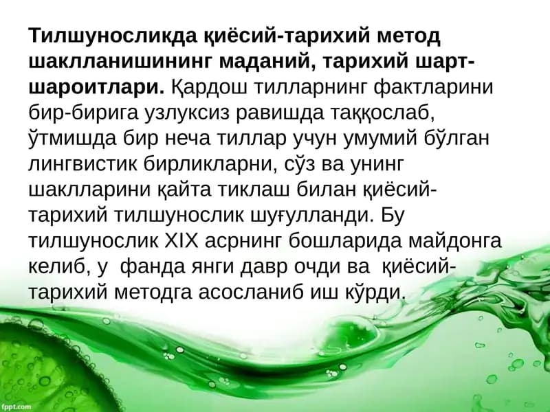 Тилшуносликда қиёсий-тарихий метод шаклланиши