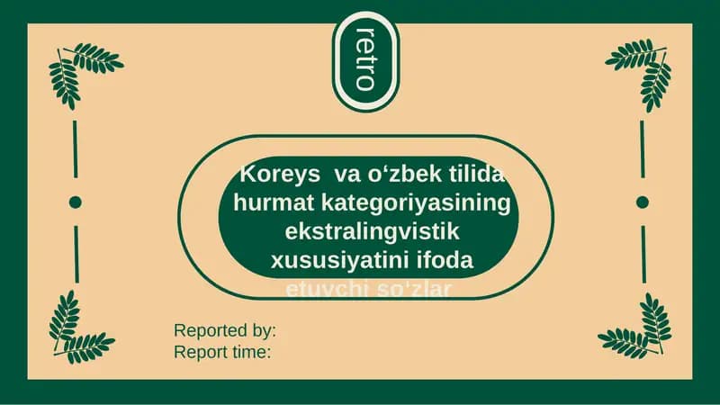 koreys tili ekstralingvistik hurmat shakllari