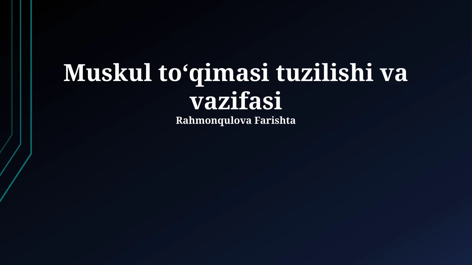 Mushak toʻqimasi tuzilishi va vazifasi