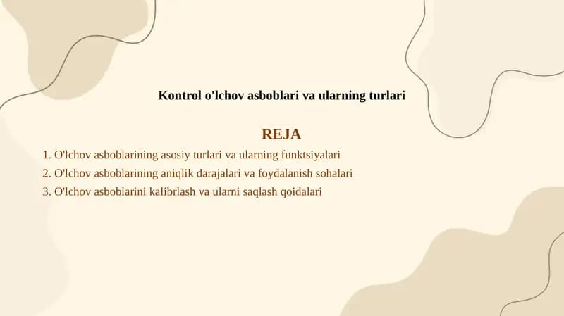 Kontrol o'lchov asboblari va ularning turlari
