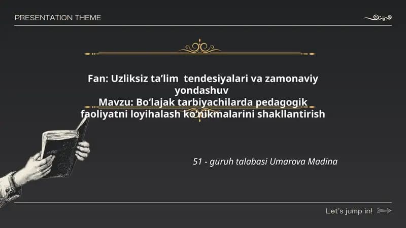 Boʻlajak tarbiyachilarda pedagogik faoliyatni loyihalash koʻnikmalarini shakllantirish