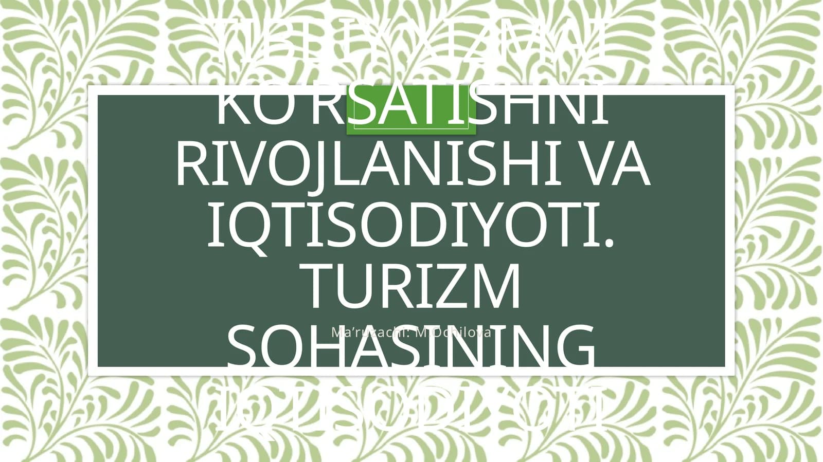Tibbiy xizmat kо‘rsatishni rivojlanishi va iqtisodiyoti