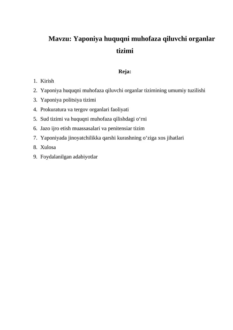 Yaponiya huquqni muhofaza qiluvchi organlar tizimi