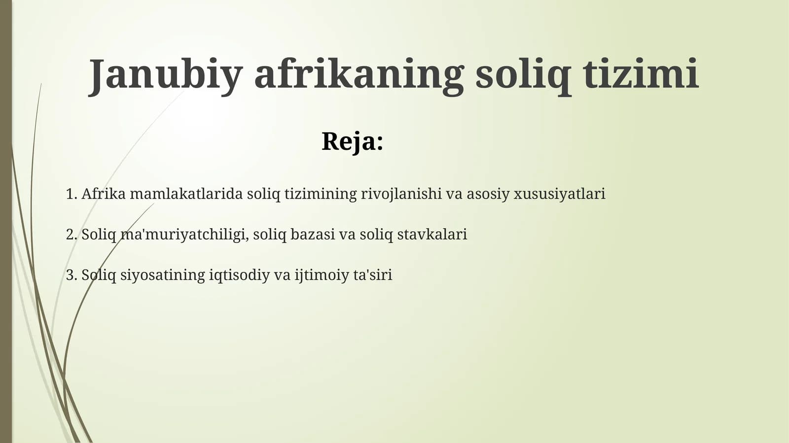Janubiy afrikaning soliq tizimi