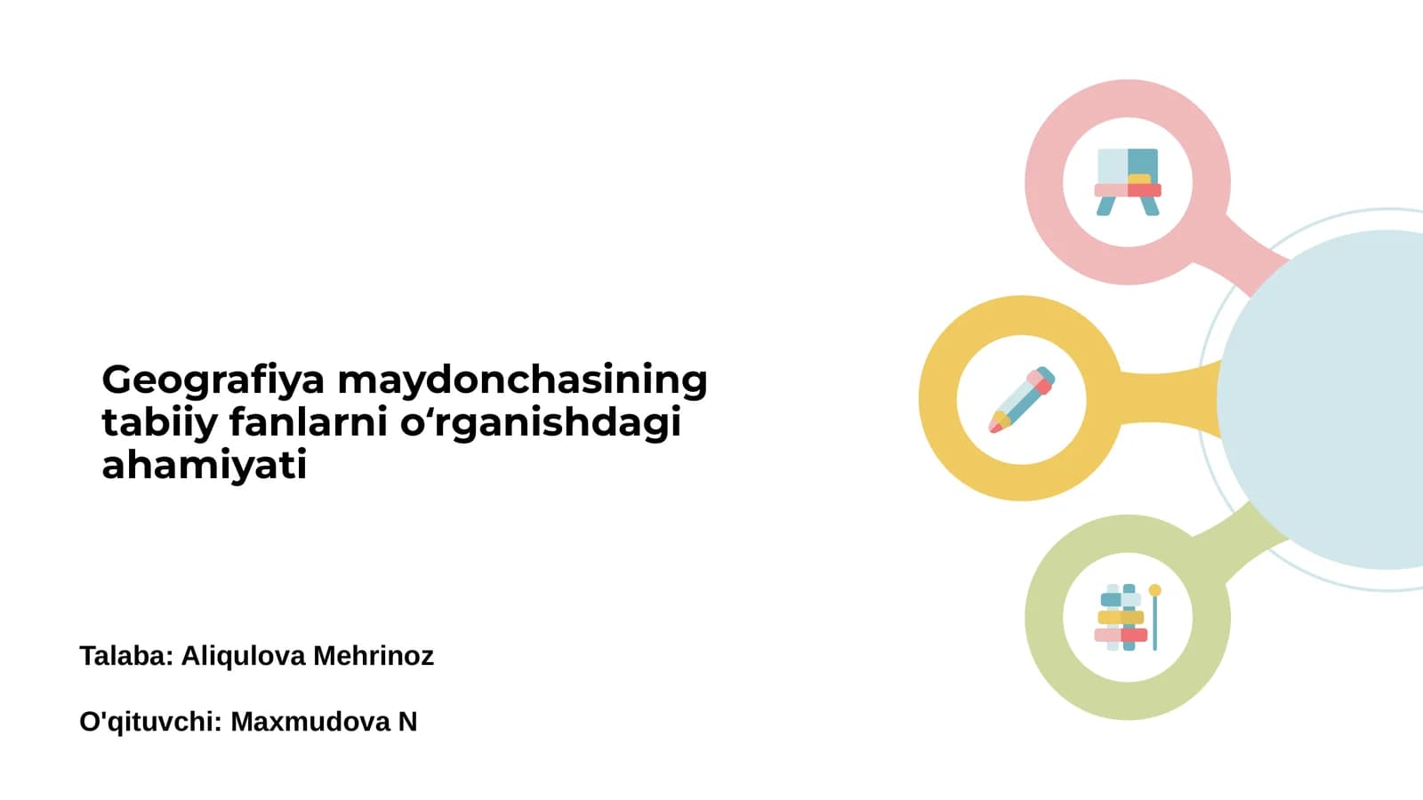 Geografiya maydonchasining tabiiy fanlarni oʻrganishdagi ahamiyati