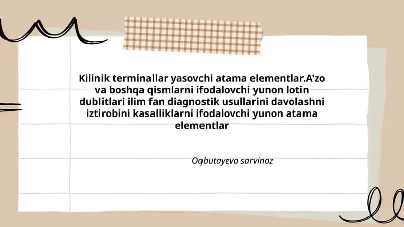 Kilinik terminallar yasovchi atama elementlar