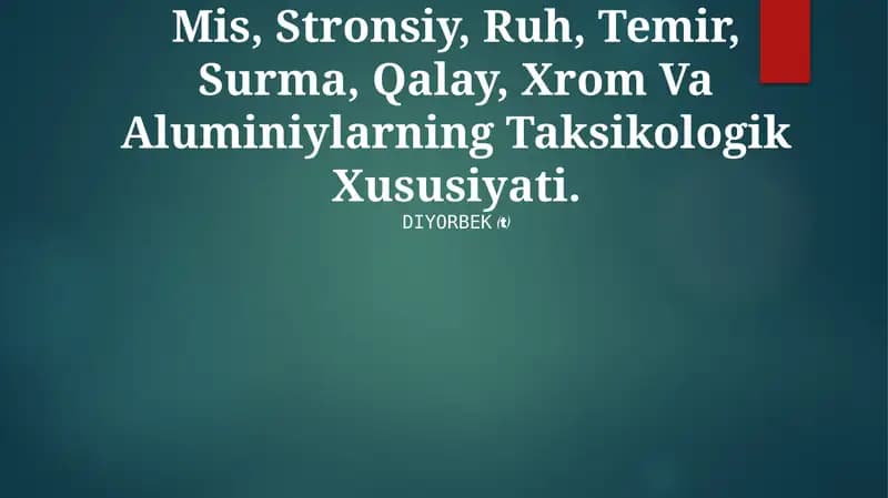 Og'ir metallarining kimyoviy xossalari