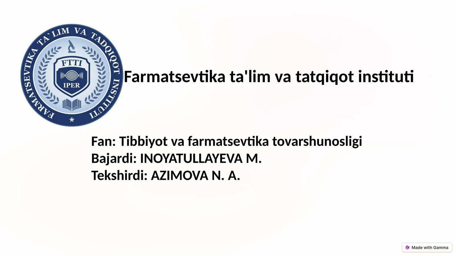 Gormonaldorivositalarning tovarshunosliktahlili