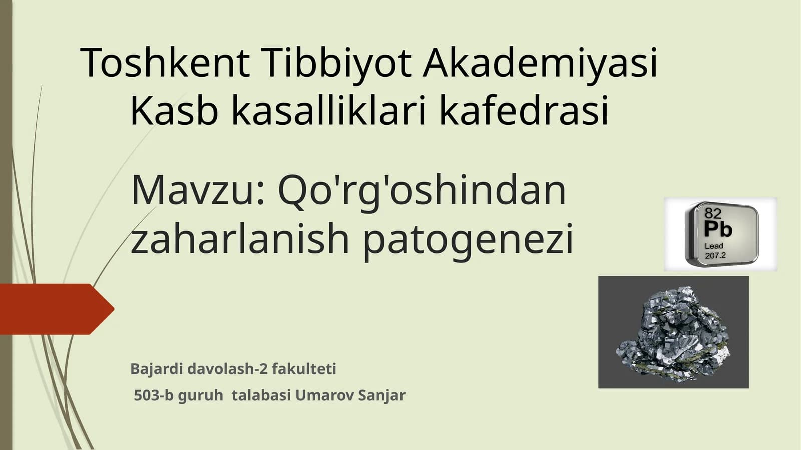 Qo'rg'oshindanzaharlanish patogenezi