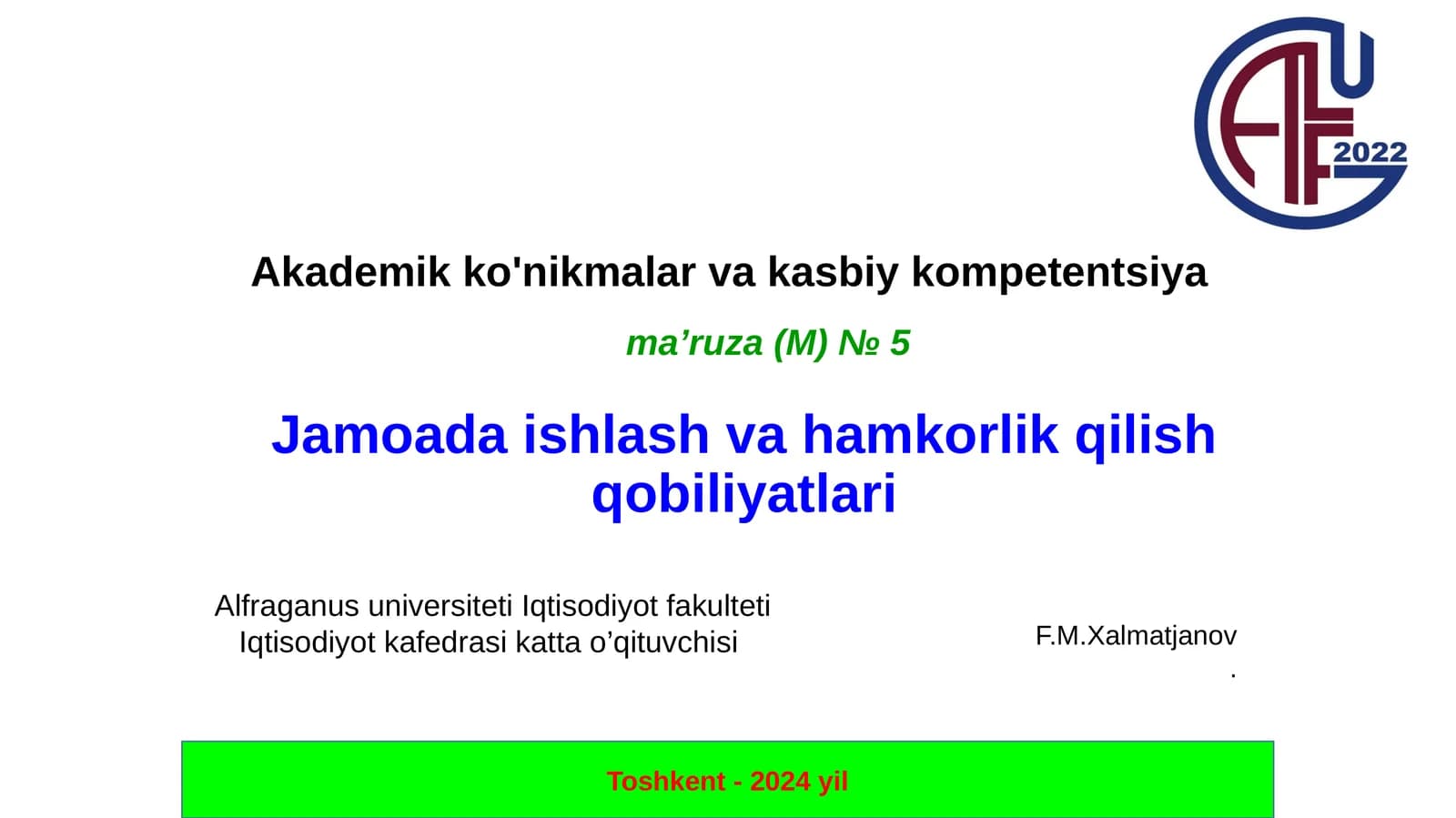Jamoada ishlash va hamkorlik qilish qobiliyatlari