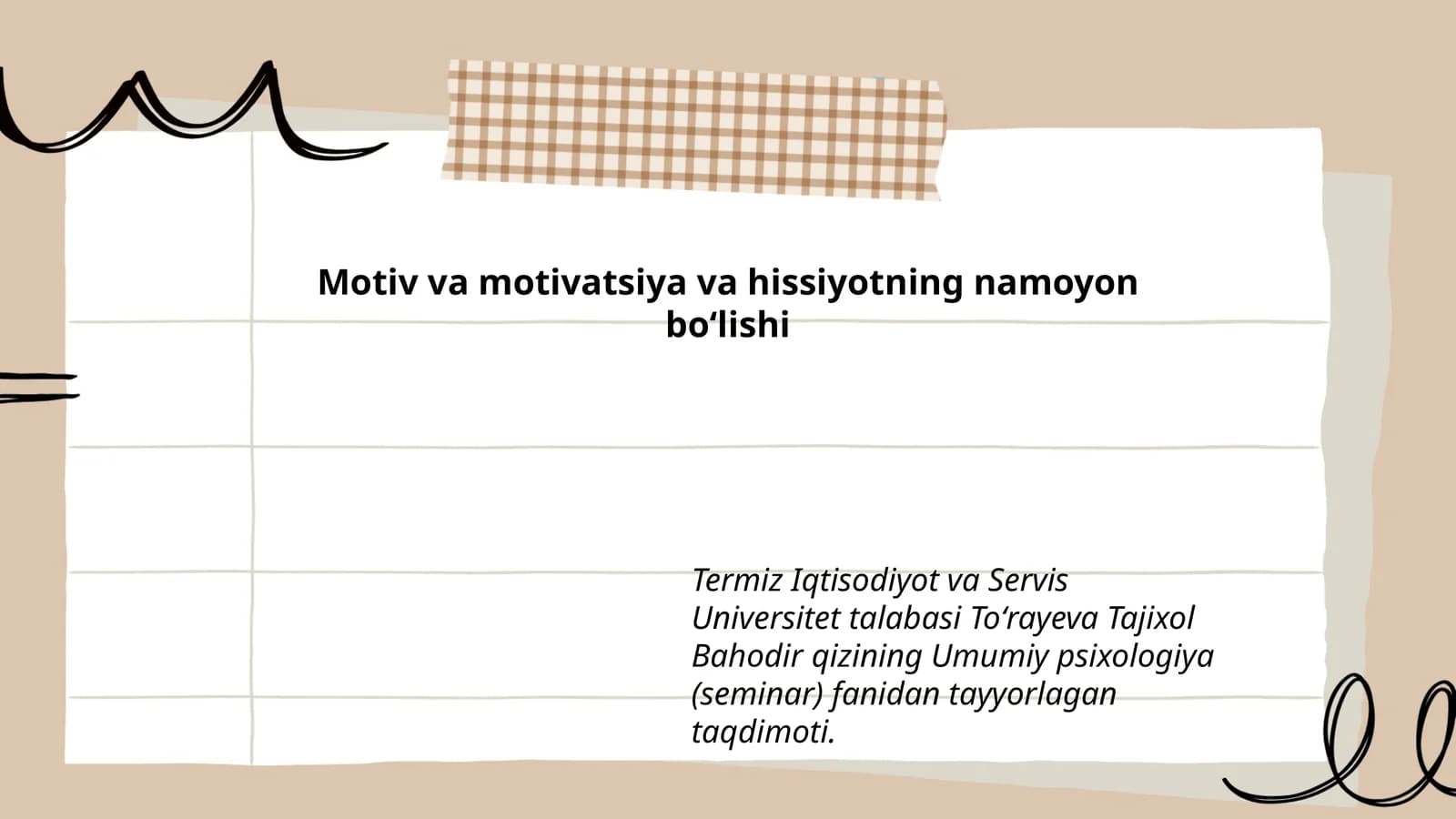 Umumiy psixologiya (seminar) fanidan taqdimoti