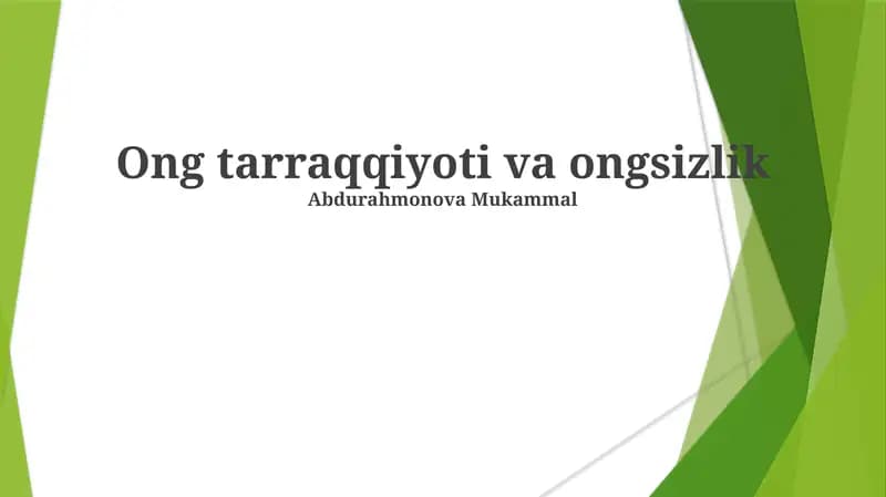 Ong tarraqqiyoti va ongsizlik