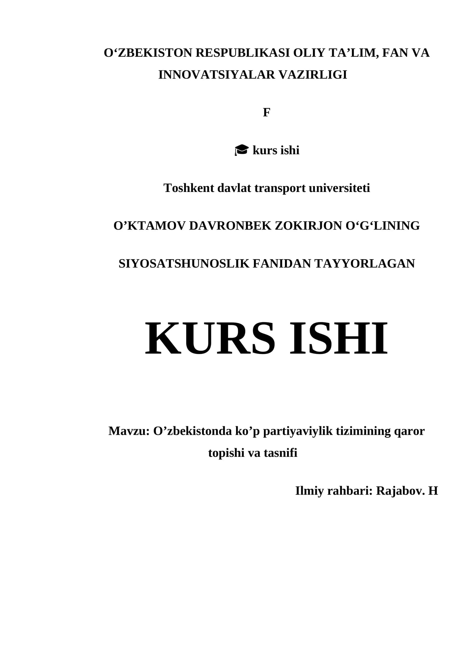 Oʼzbekistonda koʼp partiyaviylik tizimining qaror topishi va tasnifi