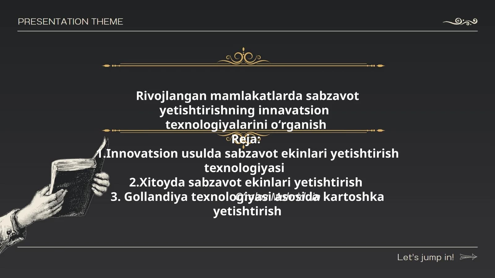 Rivojlangan mamlakatlarda sabzavot yetishtirishning innavatsion texnologiyalarini о‘rganish