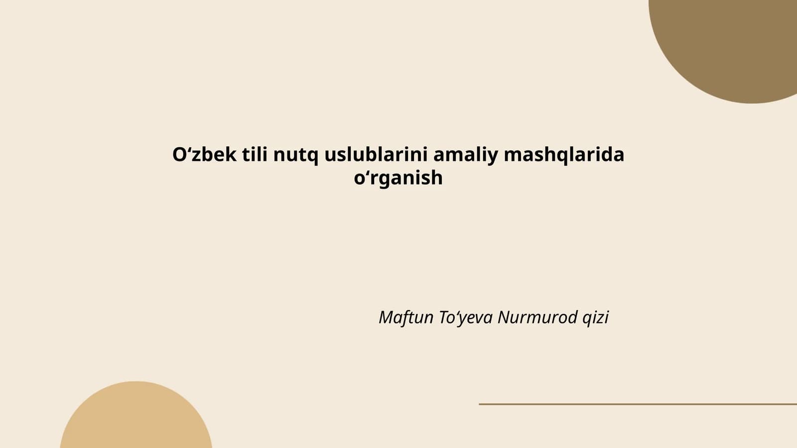 Oʻzbek tili nutq uslublarini amaliy mashqlarida oʻrganish