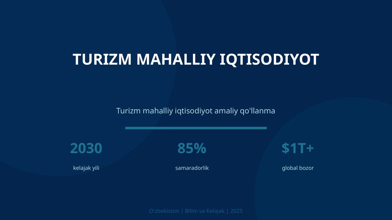 Turizm mahalliy iqtisodiyot amaliy qo'llanma