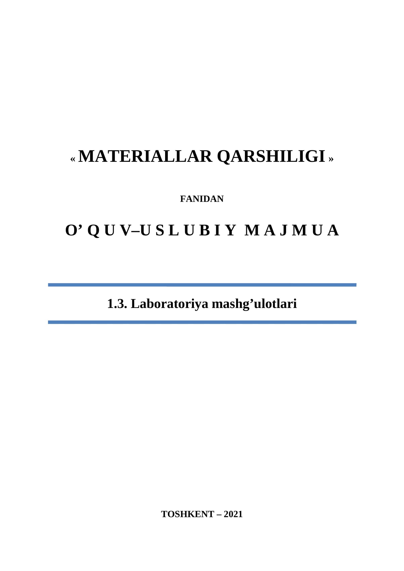 MATERIALLAR QARSHILIGI