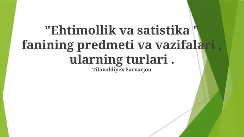 Ehtimollik va Statistika kursi