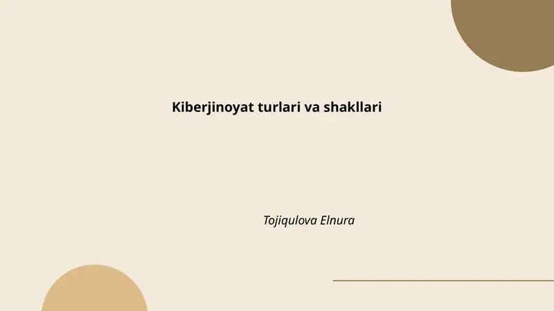 Kiberjinoyat turlari va shakllari