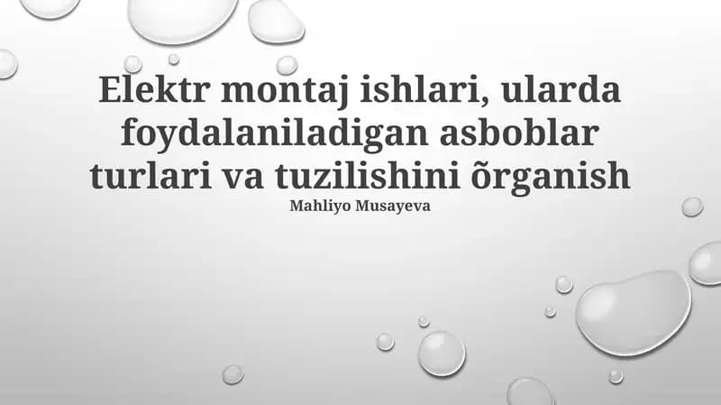 Elektr montaj ishlari