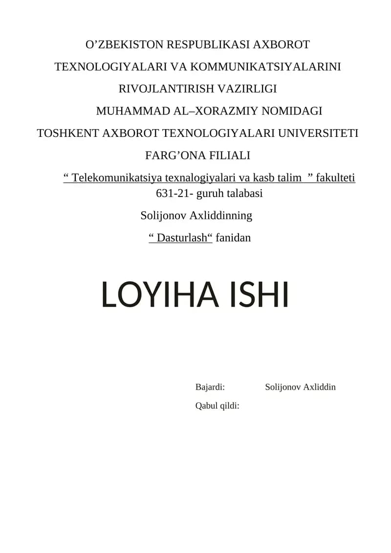 Elektron kutubxona-ma'lumotlar bazasi va foydalanuvchilar xisobini yurutish
