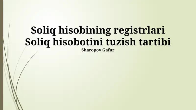 Soliq hisobini tayyorlash bosqichlari