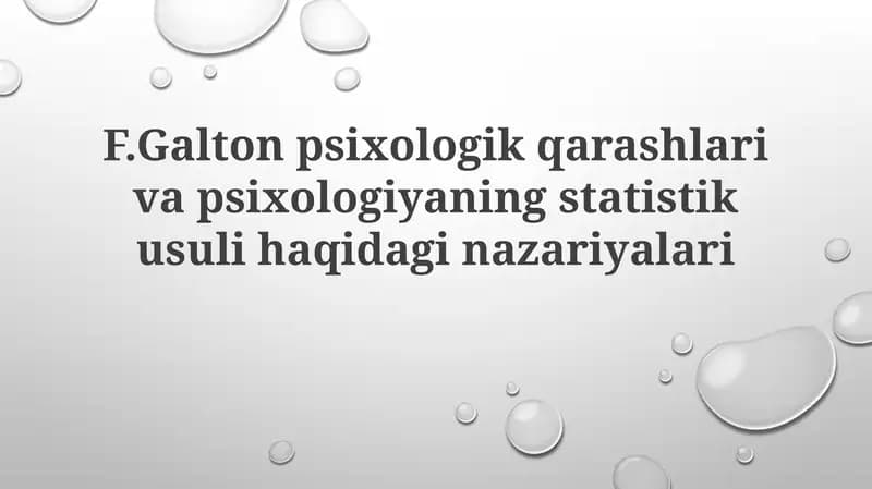 Frensis Galtonning Psixologik Qarashlari