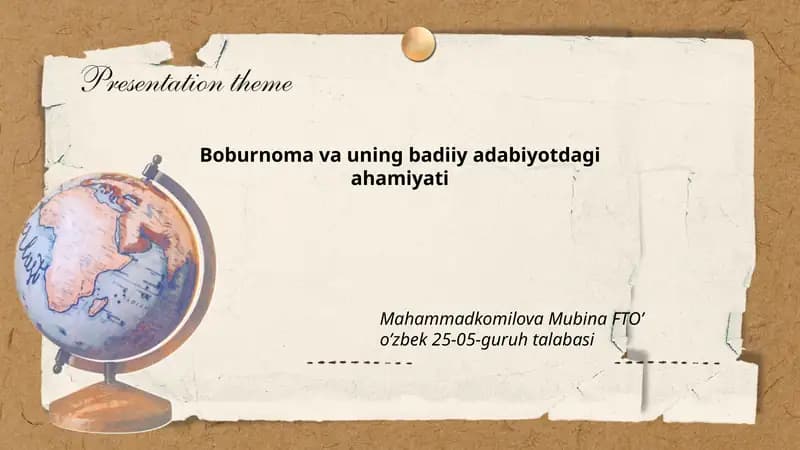 Boburnoma va uning badiiy adabiyotdagi ahamiyati