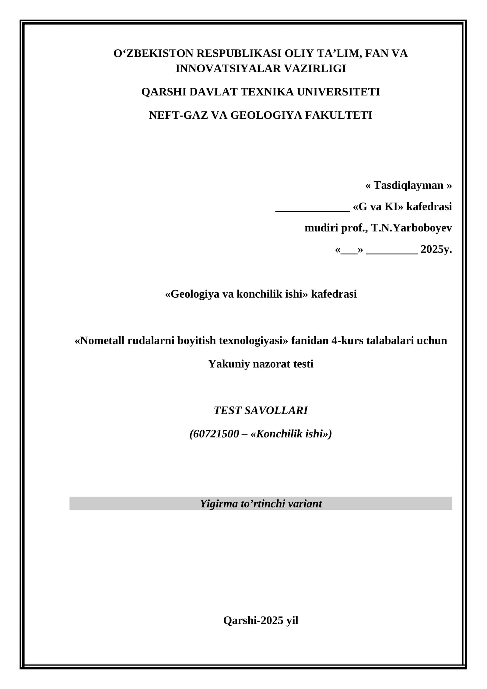 Nometall rudalarni boyitish texnologiyasi