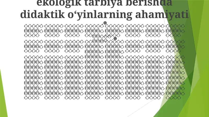 Ekologik ta'lim uchun o'yin misollari