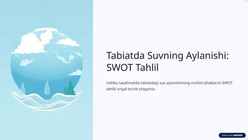 Tabiatda Suvning Aylanishi: SWOT Tahlil