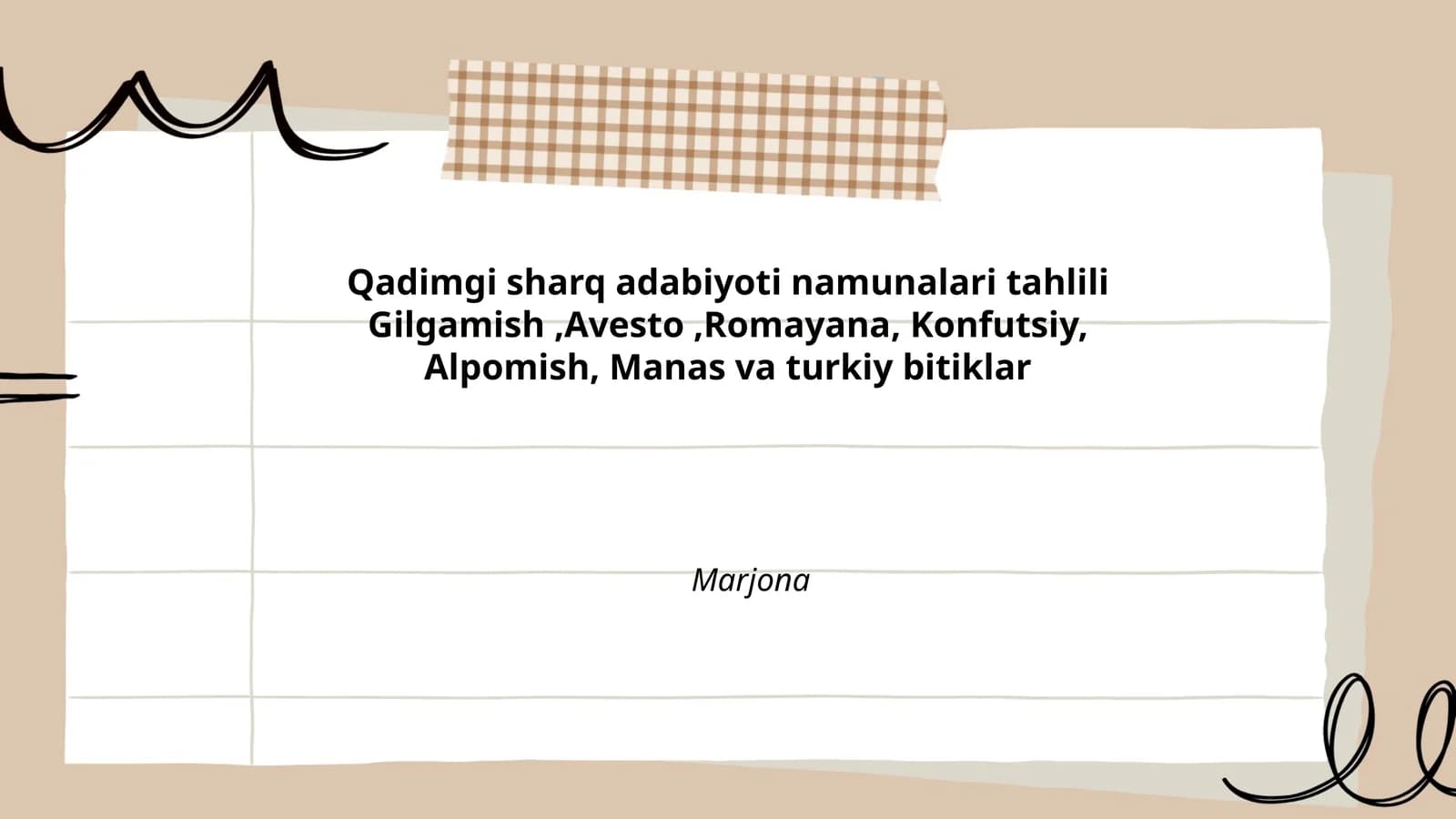 Qadimgi sharq adabiyoti namunalari tahlili